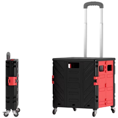 HAM 다용도 특대용량 접이식 카트 4바퀴/8바퀴 쇼핑 핸드카트 폴딩카트 덮게포함, 블랙 4바퀴  50L, 1개