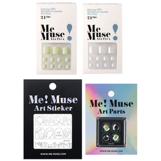 Me Muse 美甲腳趾貼片組 SFRES4 鮮綠色 4入, 美甲貼片2種+裝飾貼紙+裝飾配件, 1組