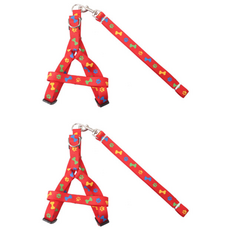 ANTS 寵物胸背帶+牽繩組 L號, 紅色的, 2套