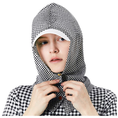 [AVAVE] 어베이브 자외선차단 골프 파크골프 후드형 햇빛가리개, 체크블랙, 1개