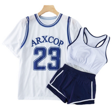 셔니엘 여성 캐주얼 수영복 3종세트(티셔츠+브라탑+팬츠)