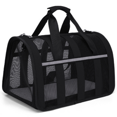 고양이 강아지 가방 통기 이동가방 애견 캐리어 산책 휴대용 접이식 강아지이동가방, 1개, 블랙