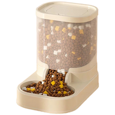 PASTEL PET 寵物現代簡約半自動餵食器, 米色, 1個