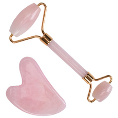 쭈니즈 괄사 마사지 롤러 얼굴 리프팅 경락 마사지 기구 페이스롤러 볼 세트, 분홍, 1세트