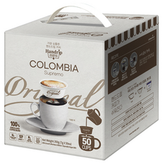 Handrip 哥倫比亞濾掛式咖啡, 7g, 50入, 1盒