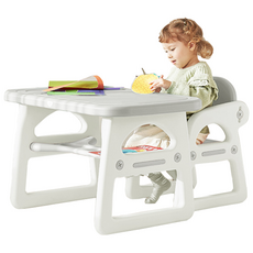 BeneBene 헬로 베어 유아 책상 + 의자 세트 1인용, 그레이