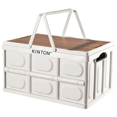 킨톤 밀키 캠핑 폴딩박스 + 테이블 상판 대형 57L 세트, 화이트