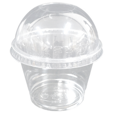 TYP 디저트컵+무타공 돔뚜껑 세트 과일컵 9온스 270ml 100개 세트, 1세트, 100개입