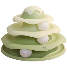 DING DONG PET 冰淇淋軌道球貓咪玩具, 綠色, 1個