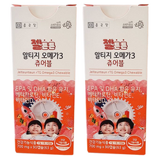 종근당 아동용 젤튼튼 알티지 오메가3 츄어블 63g, 2개, 90정