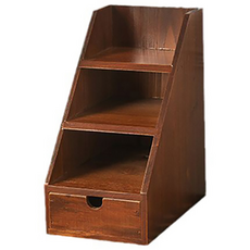 북유럽 감성 3단 서랍함 폭좁은 오픈형 우드 책상 정리함 빈티지 미니 수납장, 원목