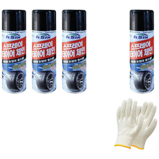 국산 일신 스프레이 타이어체인 500ml 3+1 면장갑1켤레 눈길미끄럼방지 뿌리는체인 겨울철 필수품, 4개