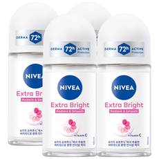 니베아 데오드란트 롤온 엑스트라 브라이트, 50ml, 4개