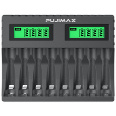 PUJIMAX AA/AAA 겸용 Ni-MH/Ni-Cd 급속충전기 충전배터리 1-8개 동시 충전기 MCU 스마트 제어 LCD 화면 잔량표시 검색 케이스 충전기 LCD006, 1개