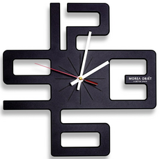 [모레아 오브제] 국내디자인 제작 무소음 프리이엄 미드센추리 인테리어 벽시계, 3_스퀘어컷_블랙