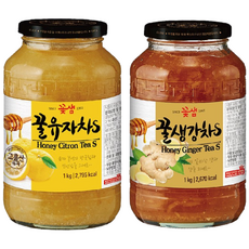 꽃샘 꿀유자차S 1kg + 꿀생강차S 1kg, 1개, 꽃샘 꿀생강차S 1kg + 꿀유자차S 1kg
