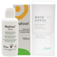 삼일제약 블레파졸 아이리무버 + 순면부직포 80매 눈청결제 눈꺼풀세정제, 1개, 100ml