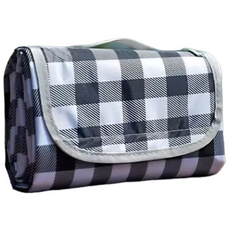 초경량 휴대용 캠핑매트 방수/단열/접이식 피크닉 매트, 블랙 앤 화이트 체크