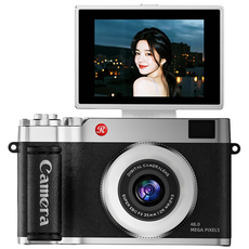 빈티지 디카 디지털 180도 회전 화면 휴대용 여행용 감성 소형 인생 레트로 지털 카메라, 64GB(블랙)
