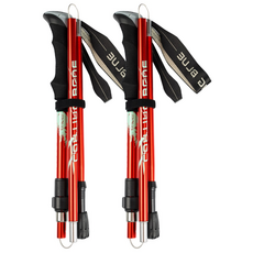 코팅블루 두랄루민 5단 접이식 등산스틱 세트, 레드, 2세트