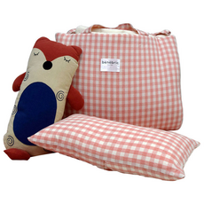 베네브릭 스프링체크 어린이집 베개+이불+패드 세트, 체크핑크