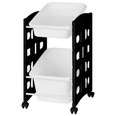 리빙스마일 스마일이동식 블랙 프레임 바구니 정리함 C 혼합형 2p, 화이트, 2개