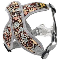 Needs the Pet. Easy X型圖案狗狗胸背帶, 花朵棕