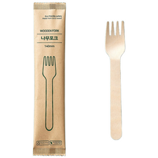 140mm 개별포장 나무 일회용포크 카페소품 케이크 디저트포크 친환경포크, 1세트, 100개입