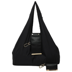 누누마켓 인조가죽 폴딩 접이식 대용량 장바구니 키링 휴대용 쇼핑백, 1개, 블랙