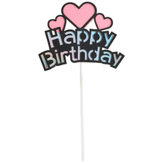 [티케이샵] 생일토퍼 케이크 장식 생일축하, 하트, 1개
