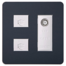 CHEIL ELECTRIC 8P 2孔 + CATV 3路 2p用 電燈開關蓋 深海軍藍, 1個
