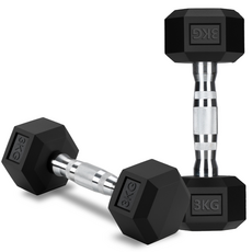 홈짐 홈트 냄새없는 PVC 육각 덤벨, 2개, 3kg