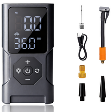 휴대용 무선 공기 주입기 풀세트 LED손전등/보조배터리/자동차/구기류/자전거 오토바이 다용도 에어 펌프 블랙 1세트, black, 1개 black, 1개