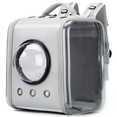 우아지오 반려동물 투명 외출가방 우주선 네모백팩, 1개, 그레이