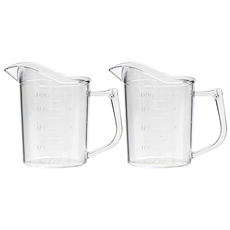 국산 튼튼한 PC 폴리카보네이트 눈끔컵 안깨지는 플라스틱 업소용 비이커 이유식 비커 계량컵 2P 세트, 2개, 225ml, 투명 계량컵