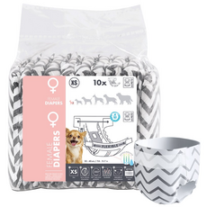 벨기에 엠펫츠 여아용 애견 강아지 기저귀 10매, 초소형, 1세트, 10개입