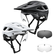 [RCM] 듀얼모드 자전거 고글헬멧 (고글 & 썬바이저 동시부착형) - MTB 로드 겸용헬멧, 무광블랙 L사이즈, 1개