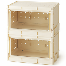 도파밍 스택업 서랍장 다용도 수납함 접이식 리빙박스, 2단, 베이지