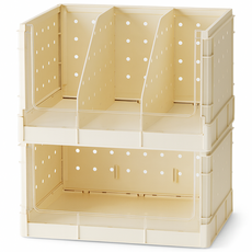 도파밍 스택업 서랍장 다용도 접이식 수납함, 2단, 베이지