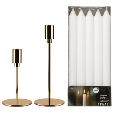 스파스캔들 디너 캔들 10개 메탈 골드 홀더 2개 세트, 350g, 1개, 01 홀더 15cm 2개,03 흰색