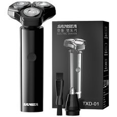 SAMSEA 360도 휴대용 2 in 1 전기 전동면도기, TXD-01, 블랙