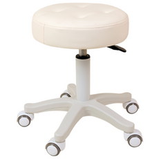 AWC 포그니 바퀴 보조의자 오피스 미용실 병원 바퀴의자 원형 회전 보조 바퀴 의자 원형스툴, 아이보리, 1개