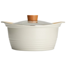 키친아트 안전한 세라믹 IH 베이지 인덕션 가스렌지 겸용 양수 전골 편수 종합 냄비 신혼 자취 선물세트, 베이직IH양수 24CM, 1개