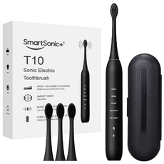 SmartSonic+ T10 음파 전동칫솔 + 칫솔모 4개 + 여행용 케이스 12가지 치아 청결 방안, 1개, 블랙