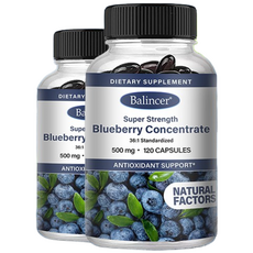 고효능 고농축 블루베리 항산화 보충제 안토시아닌 풍부 미백 노화 방지 눈의 피로 완화 눈 기능 지원 시력 건강, 120캡슐, 1개, 120정