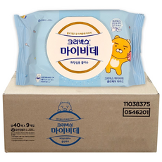 크리넥스 마이비데 카카오 화장실용 물티슈 캡형, 95g, 40매, 9개