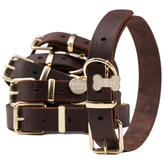 소가죽 실루엣 가죽목줄 소 중 대형견 목줄 이름각인, L, 1개