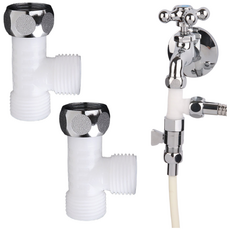 와이넷 PVC 분배기 2개 티밸브 비데 아답터 T자 수도분배기 물라인추가 세면대 수도부속 배관연결, PVC분배기(2개)