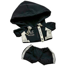 20CM 인형용 스카이블루 후드 트랙수트 세트 방풍 소재 조거팬츠 포함 인형 스포츠 코디, black, 1개