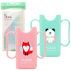 플렉사 미니팩홀더 125ml 우유두유케이스+빨대, 01_플렉사 미니팩(민트-곰)+빨대60p, 1개